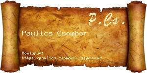 Paulics Csombor névjegykártya
